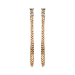 Fope Flexit Essentials 18ct Rose Gold Diamond Long Mesh Chain Earrings OR05/BBR