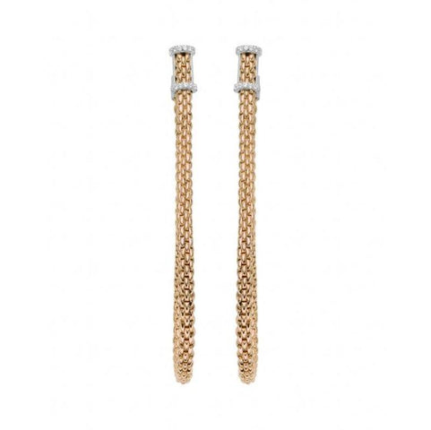 Fope Flexit Essentials 18ct Rose Gold Diamond Long Mesh Chain Earrings OR05/BBR