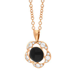 Picchiotti 18ct Rose Gold 0.54ct Diamond Whitby Jet Flower Pendant PCH-333_2