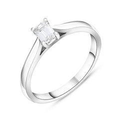 Platinum 0.36ct Diamond Emerald Cut Solitaire Ring. FEU-799.