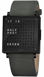 QLOCKTWO Watch W35 Fine Black Steel Leather QW35EN6BLLVLG