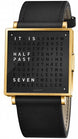 QLOCKTWO Watch W35 Gold Black Leather QW35EN6YGLSBL