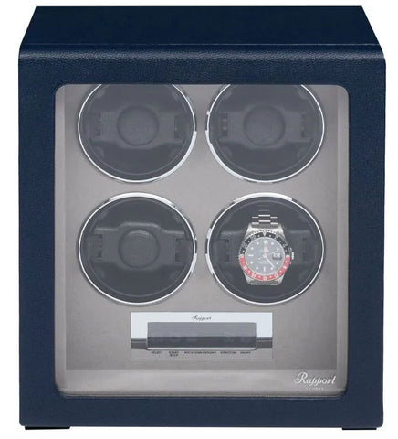 Rapport Watch Winder Quantum Quad Four Leather Blue