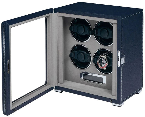 Rapport Watch Winder Quantum Quad Four Leather Blue