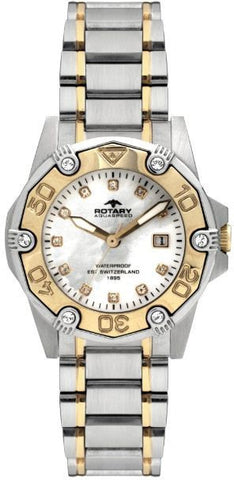 Rotary Watch Ladies Two Tone Bracelet ALB00033/W/40