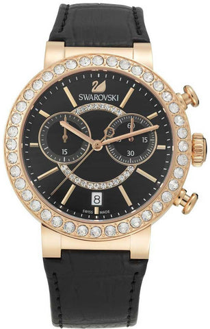 Swarovski Watch Citra Sphere Chrono Black Rose Gold Tone 5055209
