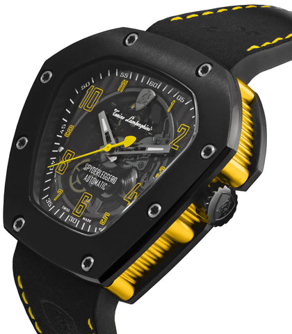 Tonino Lamborghini Watch Spyderleggero Skeleton Black Yellow