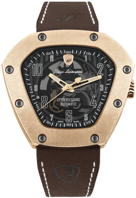 Tonino Lamborghini 腕時計 Tonino Lamborghini Watch Spyderleggero Skeleton Rose Gold TLF-T06