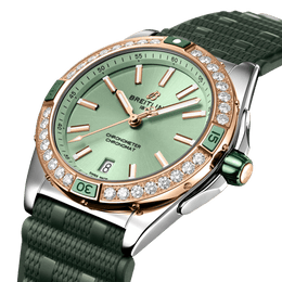 Breitling Super Chronomat Automatic 38 Mint Green Rubber Watch