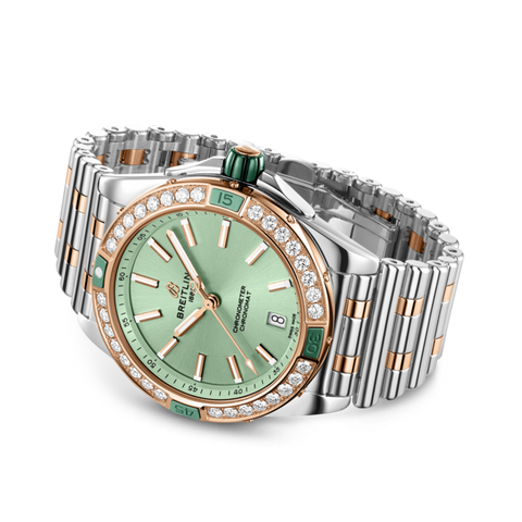 Breitling Super Chronomat Automatic 38 Mint Green Bracelet Watch