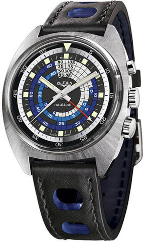 Vulcain Watch Cricket 70s Nautical Black Blue 100159.082L