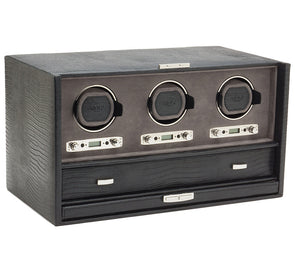 Wolf Blake Triple Winder Storage And Travel Case Black Lizard
