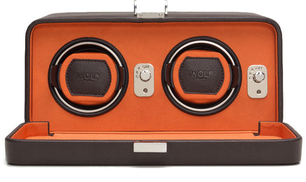 Wolf Watch Winder Windsor Double With Cover Brown/Orange