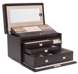 WOLF Watch Winder / Jewellery Box Small Ivory travel Leather Jewellery Zip  Case - Gifts from Avanti of Ashbourne Ltd UK