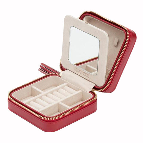 WOLF Jewellery Case Caroline Zip Travel Red