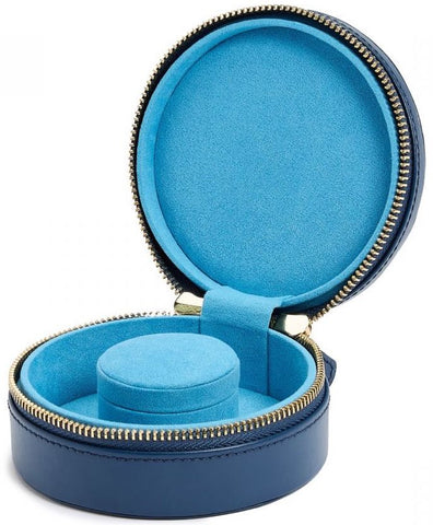WOLF Jewellery Case Sophia Round Zip Case Indigo 392317