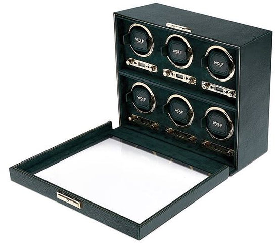 WOLF Watch Winder British Racing Green 6 Piece
