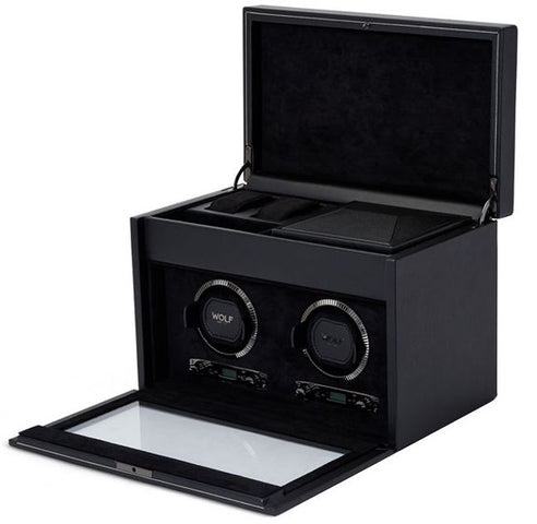 WOLF Watch Winder British Racing Black Double Storage 792202