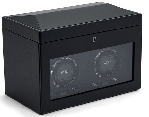 WOLF Watch Winder British Racing Black Double Storage