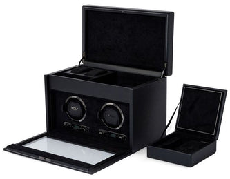 WOLF Watch Winder British Racing Black Double Storage