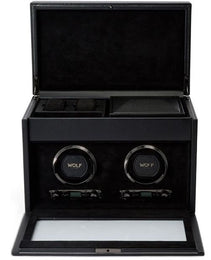WOLF Watch Winder British Racing Black Double Storage