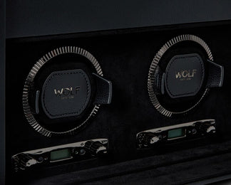 WOLF Watch Winder British Racing Black Triple Storage