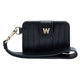 WOLF Mimi Collection Leather Black Credit Card Holder with Wristlet