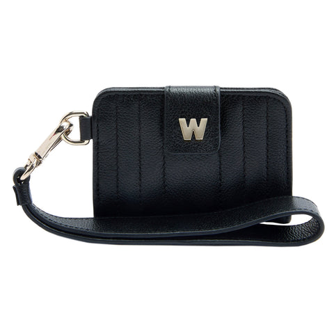 WOLF Mimi Collection Leather Black Credit Card Holder with Wristlet