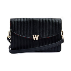 Wolf Mimi Collection Leather Black Crossbody Bag with Wristlet, 768302