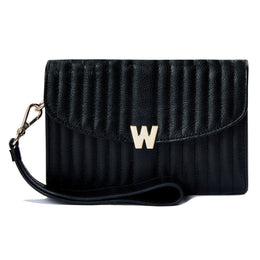Wolf Mimi Collection Leather Black Crossbody Bag with Wristlet