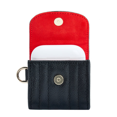 Wolf Mimi Collection Leather Black Earpods Case with Wristlet