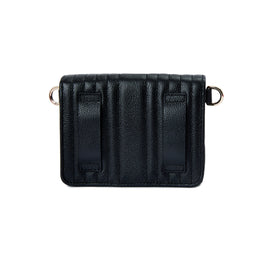 Wolf Mimi Collection Leather Black Mini Bag with Wristlet and Lanyard