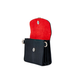 Wolf Mimi Collection Leather Black Mini Bag with Wristlet and Lanyard