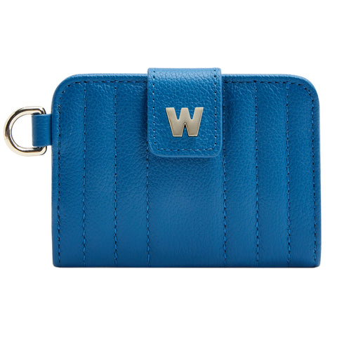 WOLF Mimi Collection Leather Blue Credit Card Holder with Wristlet