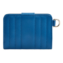 WOLF Mimi Collection Leather Blue Credit Card Holder with Wristlet