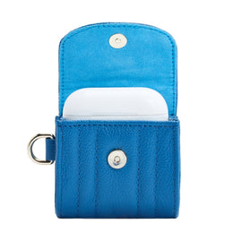 Wolf Mimi Collection Leather Blue Earpods Case with Wristlet