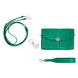 Wolf Mimi Collection Leather Green Crossbody Bag with Wristlet and Lanyard