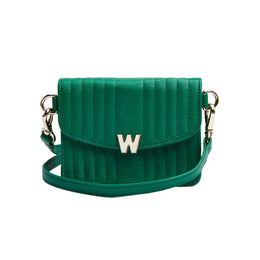 Wolf Mimi Collection Leather Green Mini Bag with Wristlet and Lanyard, 768412