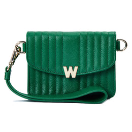 Wolf Mimi Collection Leather Green Mini Bag with Wristlet and Lanyard