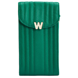 Wolf Mimi Collection Leather Green Phone Case with Wristlet and Lanyard