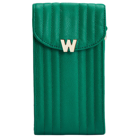Wolf Mimi Collection Leather Green Phone Case with Wristlet and Lanyard