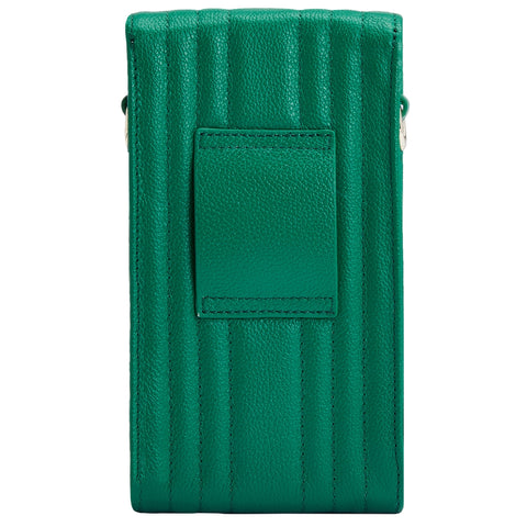 Wolf Mimi Collection Leather Green Phone Case with Wristlet and Lanyard