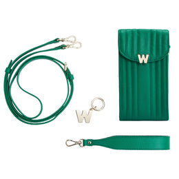 Wolf Mimi Collection Leather Green Phone Case with Wristlet and Lanyard
