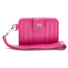 Wolf Mimi Collection Leather Pink Credit Card Holder with Wristlet, 768290