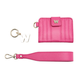 WOLF Mimi Collection Leather Pink Credit Card Holder with Wristlet