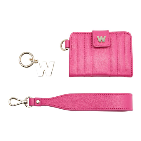 WOLF Mimi Collection Leather Pink Credit Card Holder with Wristlet