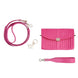 Wolf Mimi Collection Leather Pink Crossbody Bag with Wristlet and Lanyard