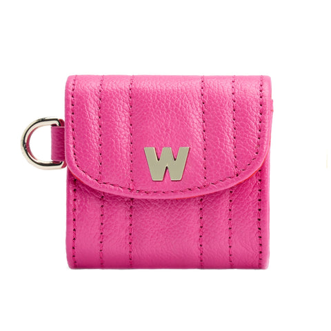 Wolf Mimi Collection Leather Pink Earpods Case with Wristlet