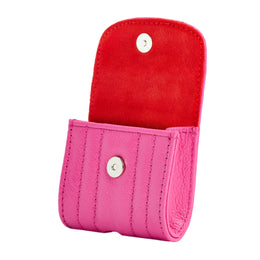 Wolf Mimi Collection Leather Pink Earpods Case with Wristlet