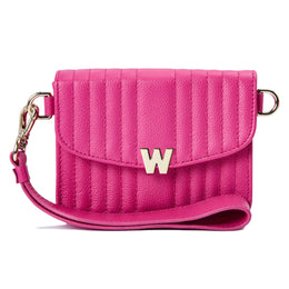 Wolf Mimi Collection Leather Pink Mini Bag with Wristlet and Lanyard